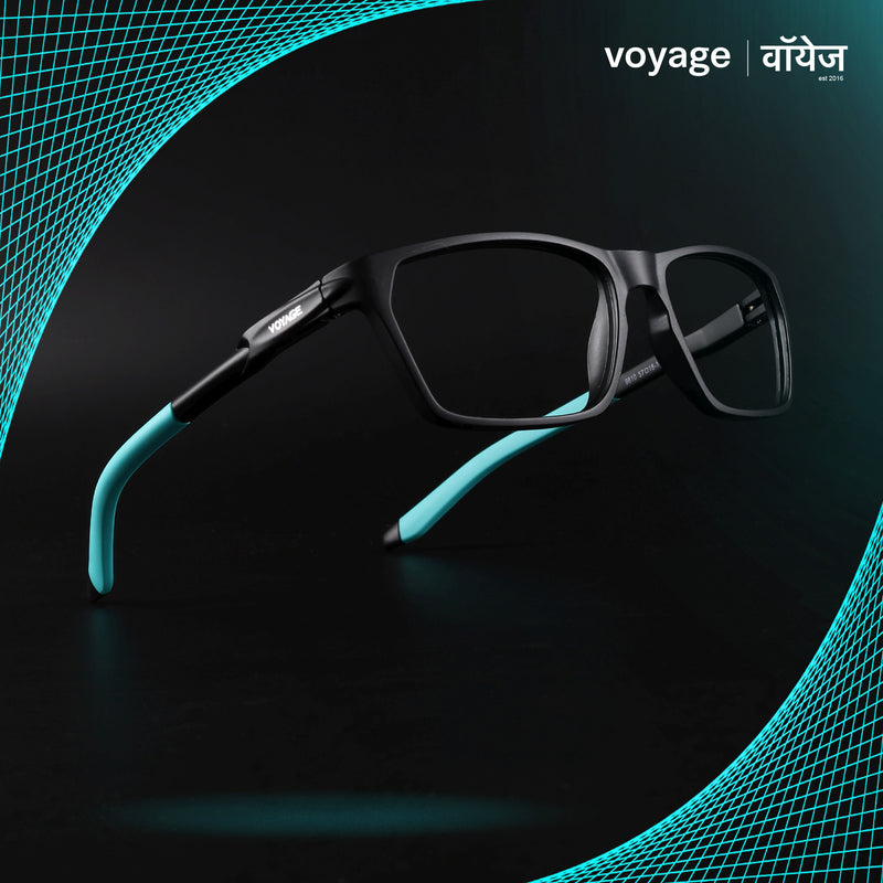 Voyage Active Black Rectangle Eyeglasses for Men & Women (9810MG5767-C5)