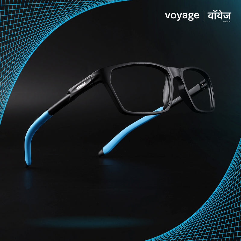 Voyage Active Black Rectangle Eyeglasses for Men & Women (9810MG5768-C6)