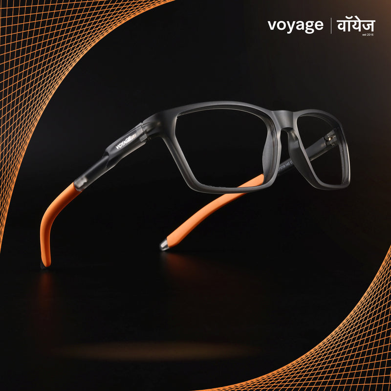 Voyage Active Grey Rectangle Eyeglasses for Men & Women (9810MG5769-C7)