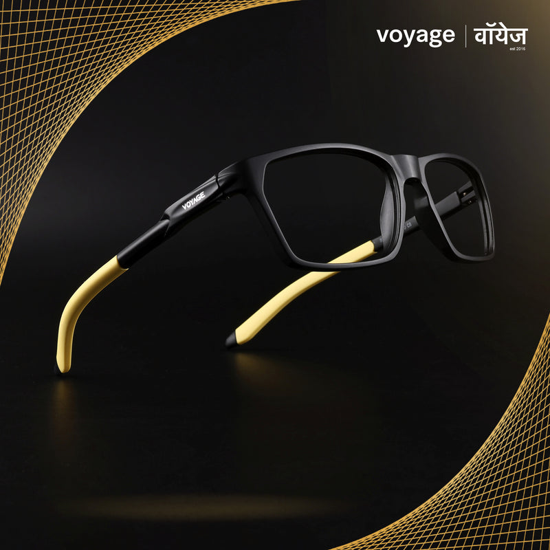 Voyage Active Black Rectangle Eyeglasses for Men & Women (9810MG5770-C8)