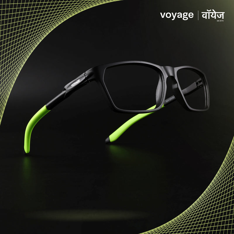 Voyage Active Black Rectangle Eyeglasses for Men & Women (9810MG5772-C10)