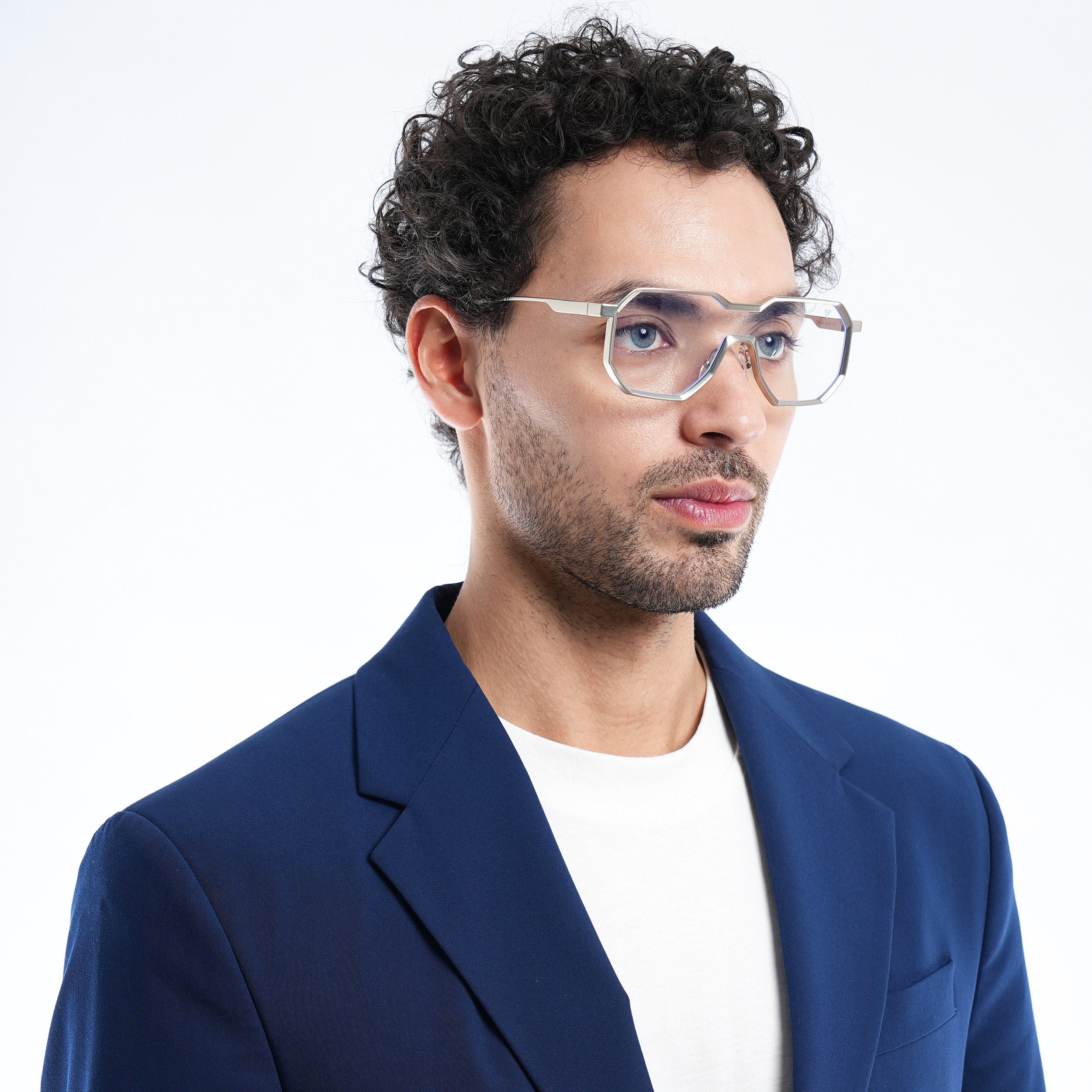 Drip | Silver Wayfarer Eyeglasses for Men & Women | 98145MG5163-C1