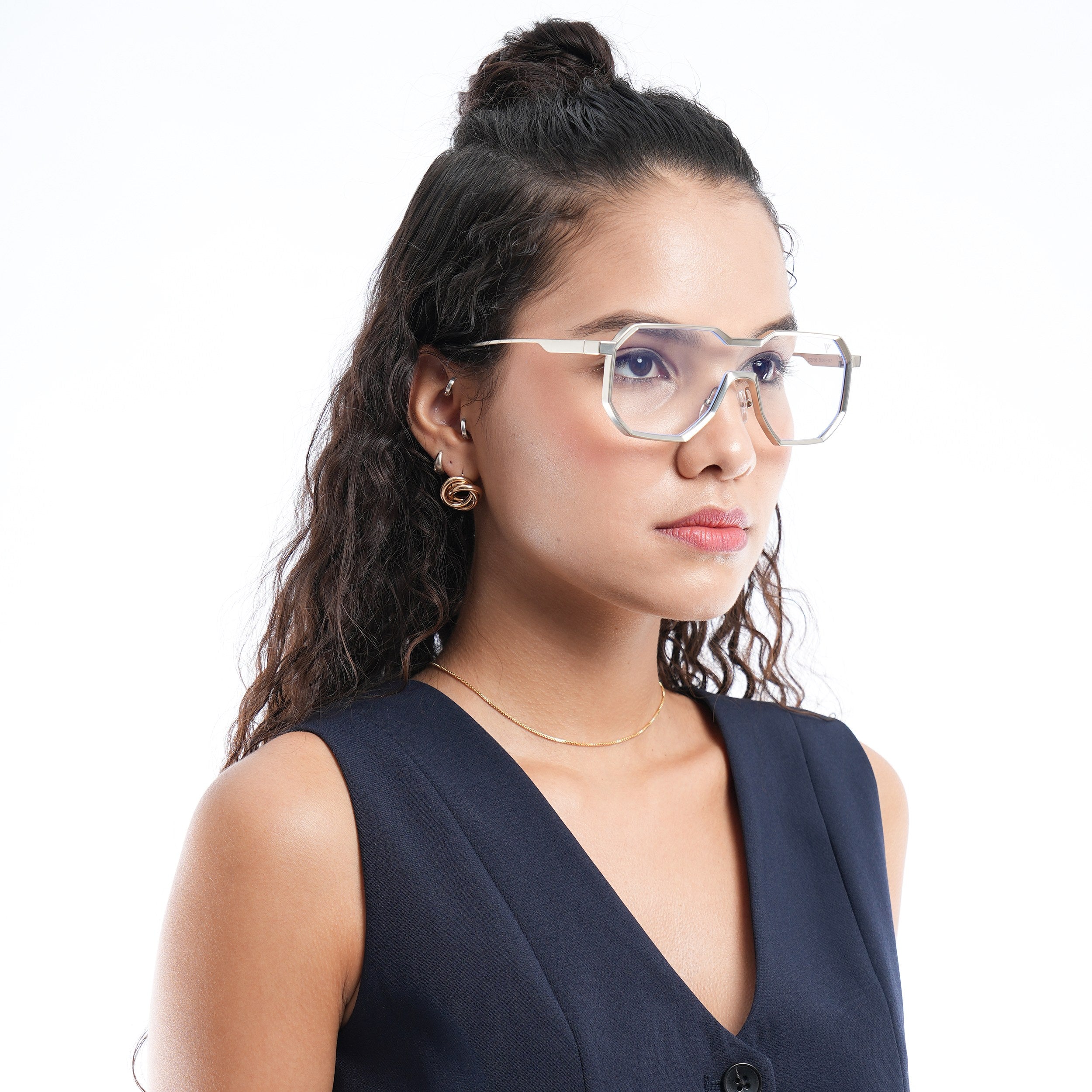 Drip | Silver Wayfarer Eyeglasses for Men & Women | 98145MG5163-C1