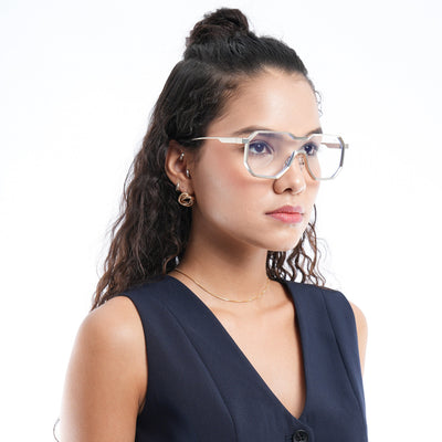 Drip | Silver Wayfarer Eyeglasses for Men & Women | 98145MG5163-C1