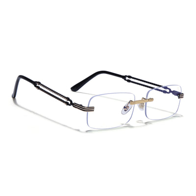 Barrel | Clear Rimless Eyeglasses | Golden Frame - FMG9244