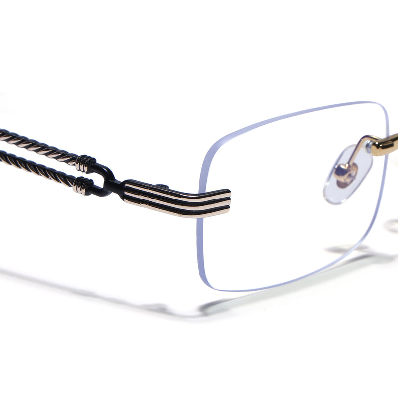 Barrel | Clear Rimless Eyeglasses | Golden Frame - FMG9244