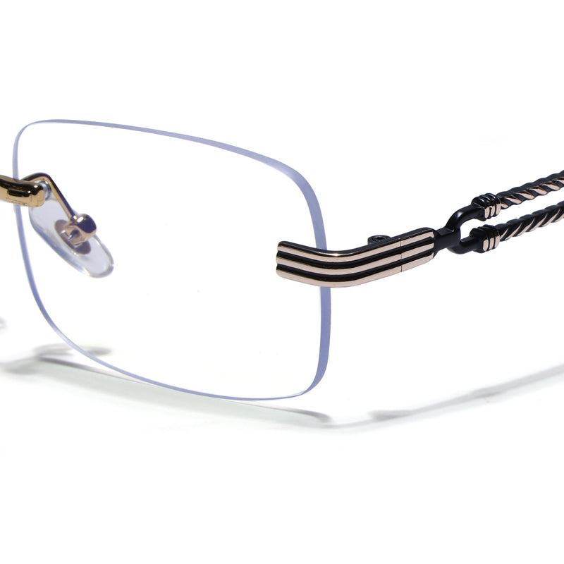 Barrel | Clear Rimless Eyeglasses | Golden Frame - FMG9244