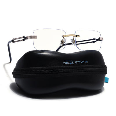 Barrel | Clear Rimless Eyeglasses | Golden Frame - FMG9244