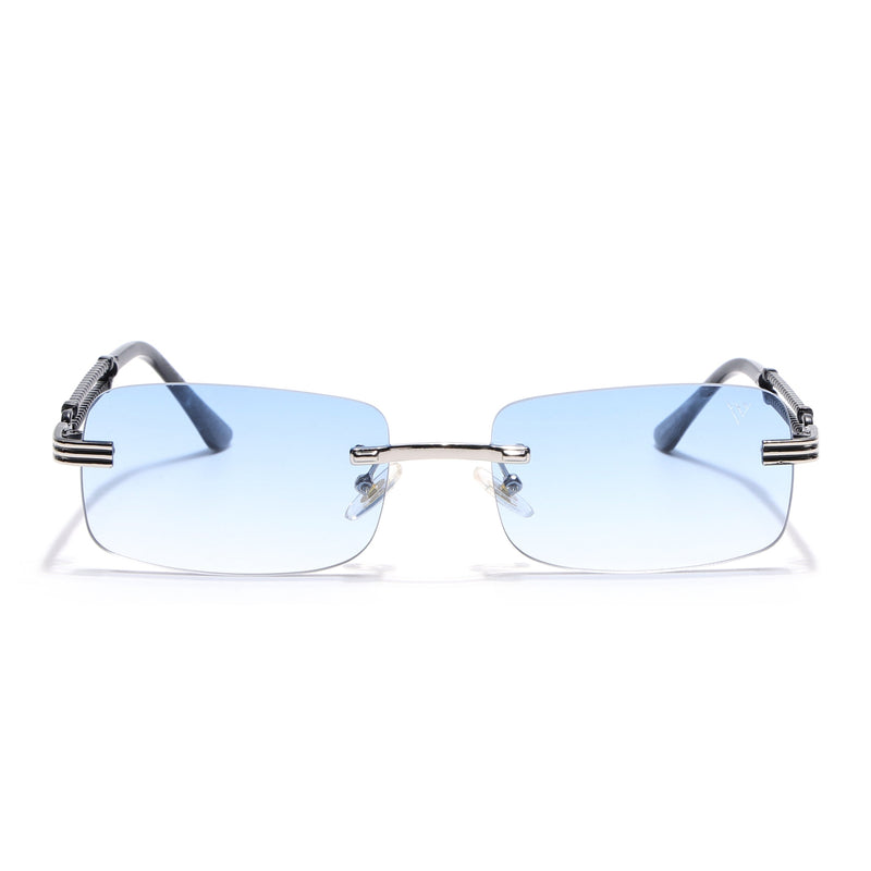 Barrel | Light Blue & Clear Lens Rimless Sunglasses | Silver Frame - MG6662