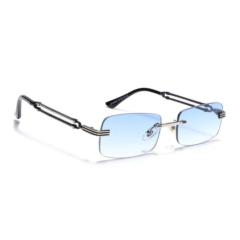 Barrel | Light Blue & Clear Lens Rimless Sunglasses | Silver Frame - MG6662