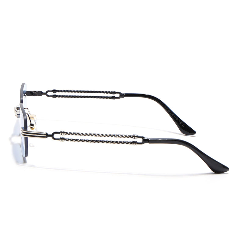 Barrel | Light Blue & Clear Lens Rimless Sunglasses | Silver Frame - MG6662