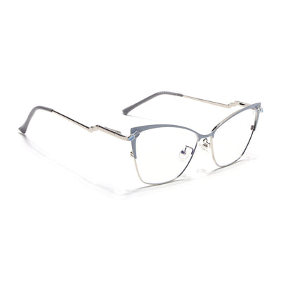 Voyage Glam Sky Blue & Golden Cateye Eyeglasses for Women (9847MG4401-C5)