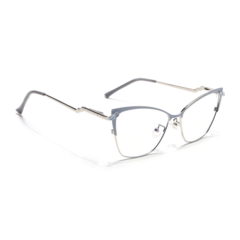Voyage Glam Sky Blue & Golden Cateye Eyeglasses for Women (9847MG4401-C5)