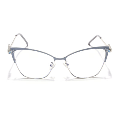 Voyage Glam Sky Blue & Golden Cateye Eyeglasses for Women (9847MG4401-C5)