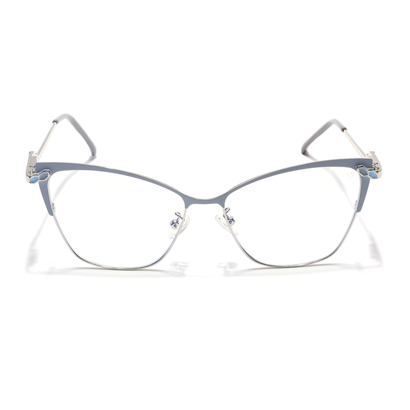 Voyage Glam Sky Blue & Golden Cateye Eyeglasses for Women (9847MG4401-C5)