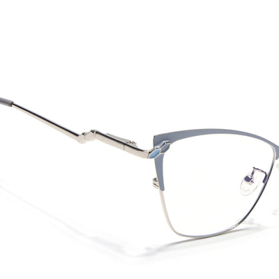Voyage Glam Sky Blue & Golden Cateye Eyeglasses for Women (9847MG4401-C5)