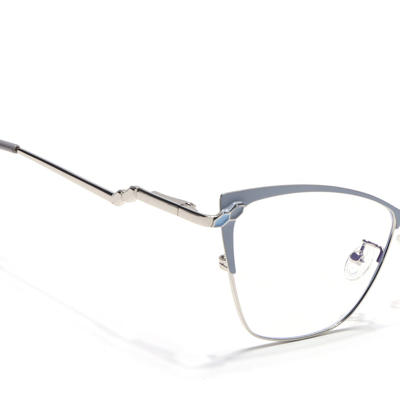 Voyage Glam Sky Blue & Golden Cateye Eyeglasses for Women (9847MG4401-C5)