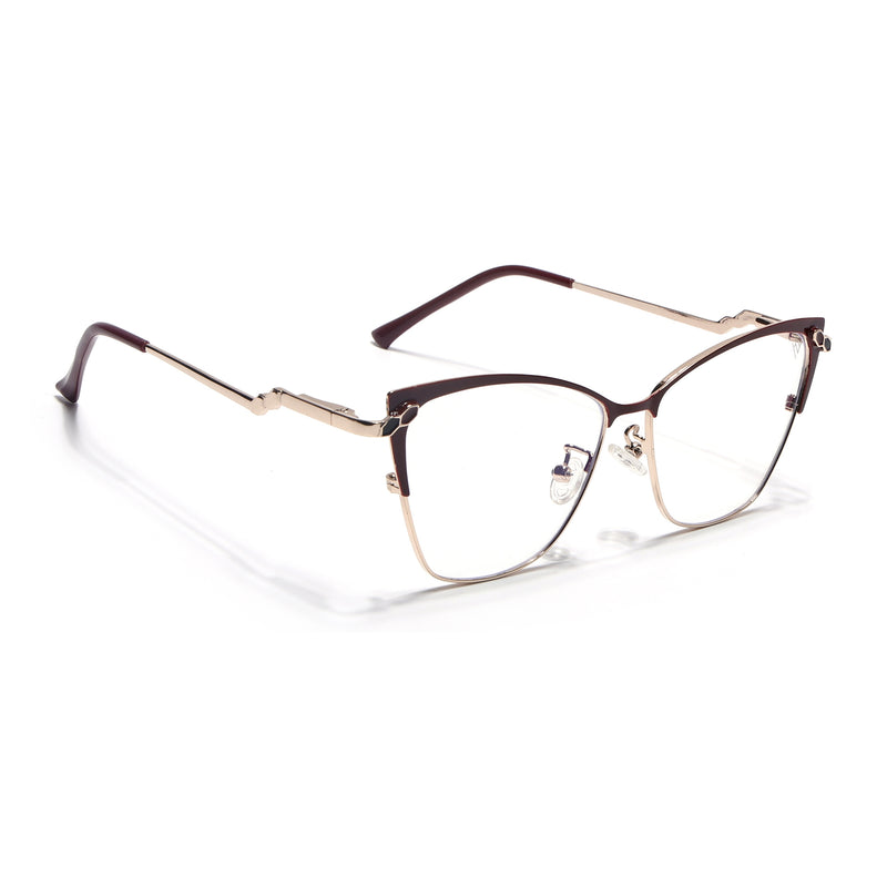 Voyage Glam Red & Golden Cateye Eyeglasses for Women (9847MG4402-C2)