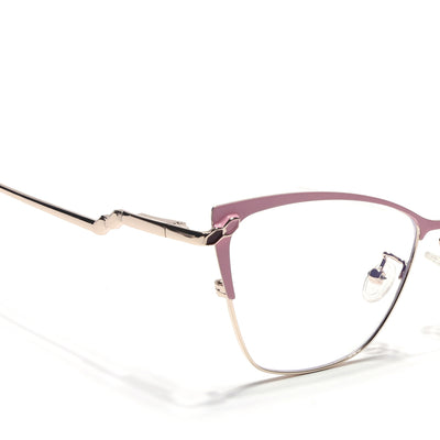 Voyage Glam Pink & Golden Cateye Eyeglasses for Women (9847MG4404-C4)