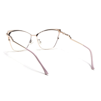 Voyage Glam Pink & Golden Cateye Eyeglasses for Women (9847MG4404-C4)