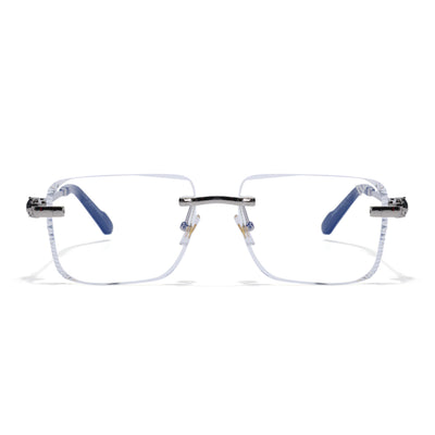 Calen | Clear Rimless Eyeglasses | Silver Frame - FMG8711