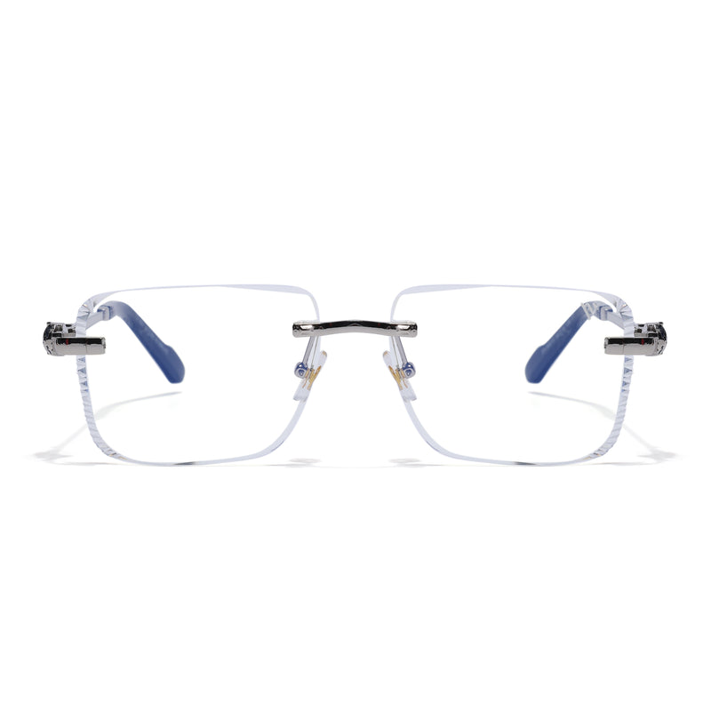 Calen | Clear Rimless Eyeglasses | Silver Frame - FMG8711