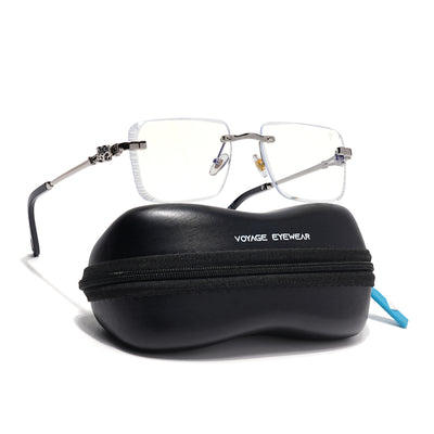 Calen | Clear Rimless Eyeglasses | Silver Frame - FMG8711