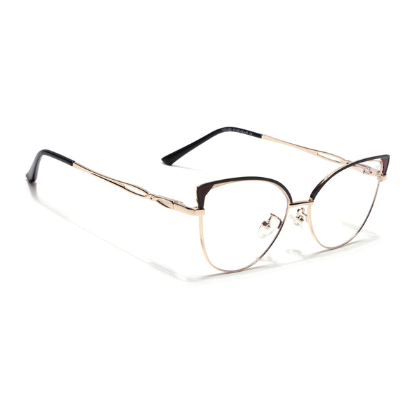 Voyage Glam Black & Golden Cateye Eyeglasses for Women (9853MG4418-C1)