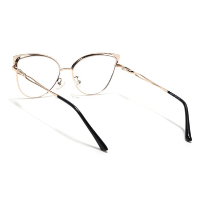 Voyage Glam Black & Golden Cateye Eyeglasses for Women (9853MG4418-C1)