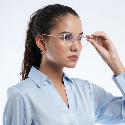 Voyage Glam Nude & Golden Cateye Eyeglasses for Women (9853MG4419-C5)