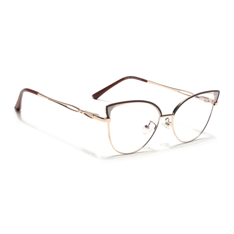 Voyage Glam Brown & Golden Cateye Eyeglasses for Women (9853MG4420-C2)