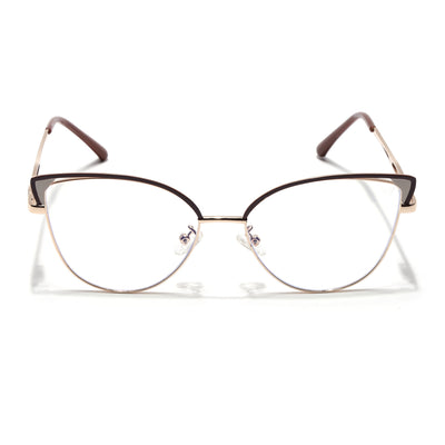 Voyage Glam Brown & Golden Cateye Eyeglasses for Women (9853MG4420-C2)