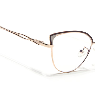 Voyage Glam Brown & Golden Cateye Eyeglasses for Women (9853MG4420-C2)