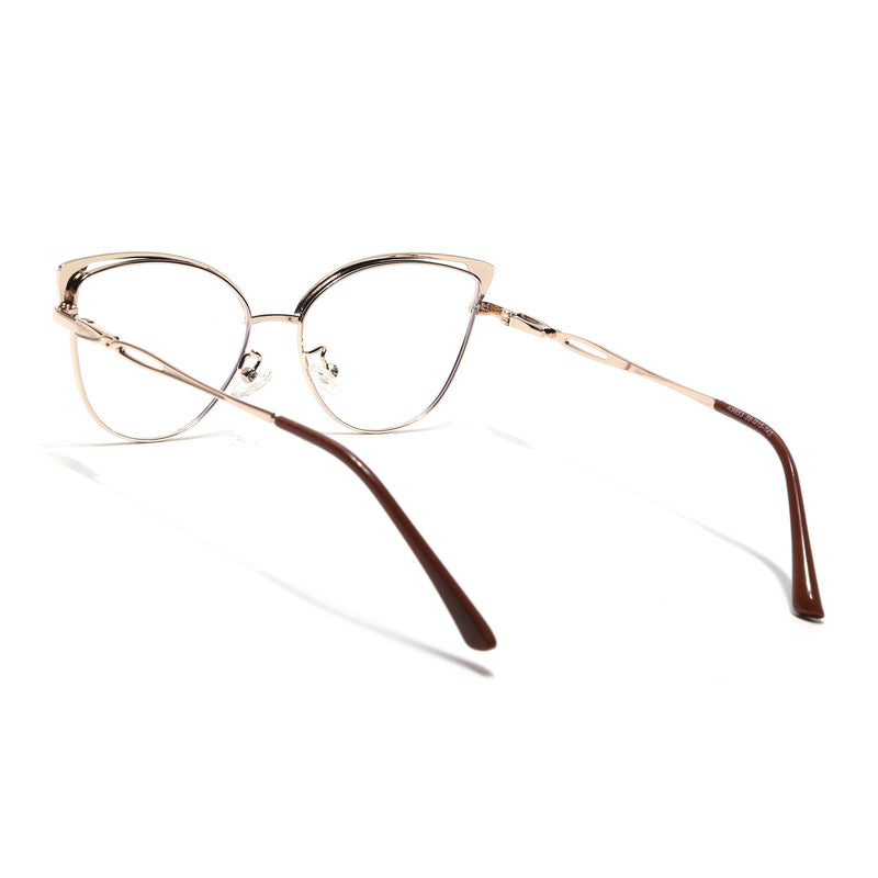 Voyage Glam Brown & Golden Cateye Eyeglasses for Women (9853MG4420-C2)