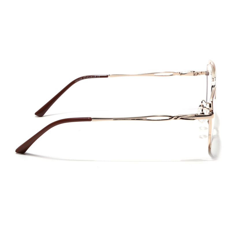 Voyage Glam Brown & Golden Cateye Eyeglasses for Women (9853MG4420-C2)