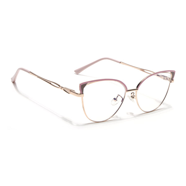 Voyage Glam Pink & Golden Cateye Eyeglasses for Women (9853MG4421-C3)