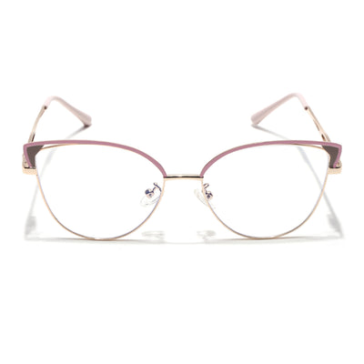 Voyage Glam Pink & Golden Cateye Eyeglasses for Women (9853MG4421-C3)