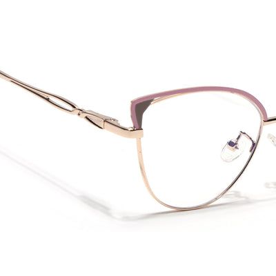 Voyage Glam Pink & Golden Cateye Eyeglasses for Women (9853MG4421-C3)