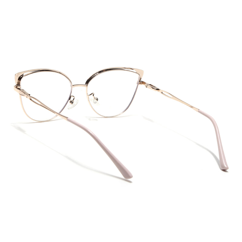 Voyage Glam Pink & Golden Cateye Eyeglasses for Women (9853MG4421-C3)
