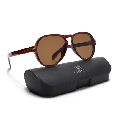 Eyejack Transparent Brown Aviator Sunglasses for Men & Women (986CL979)