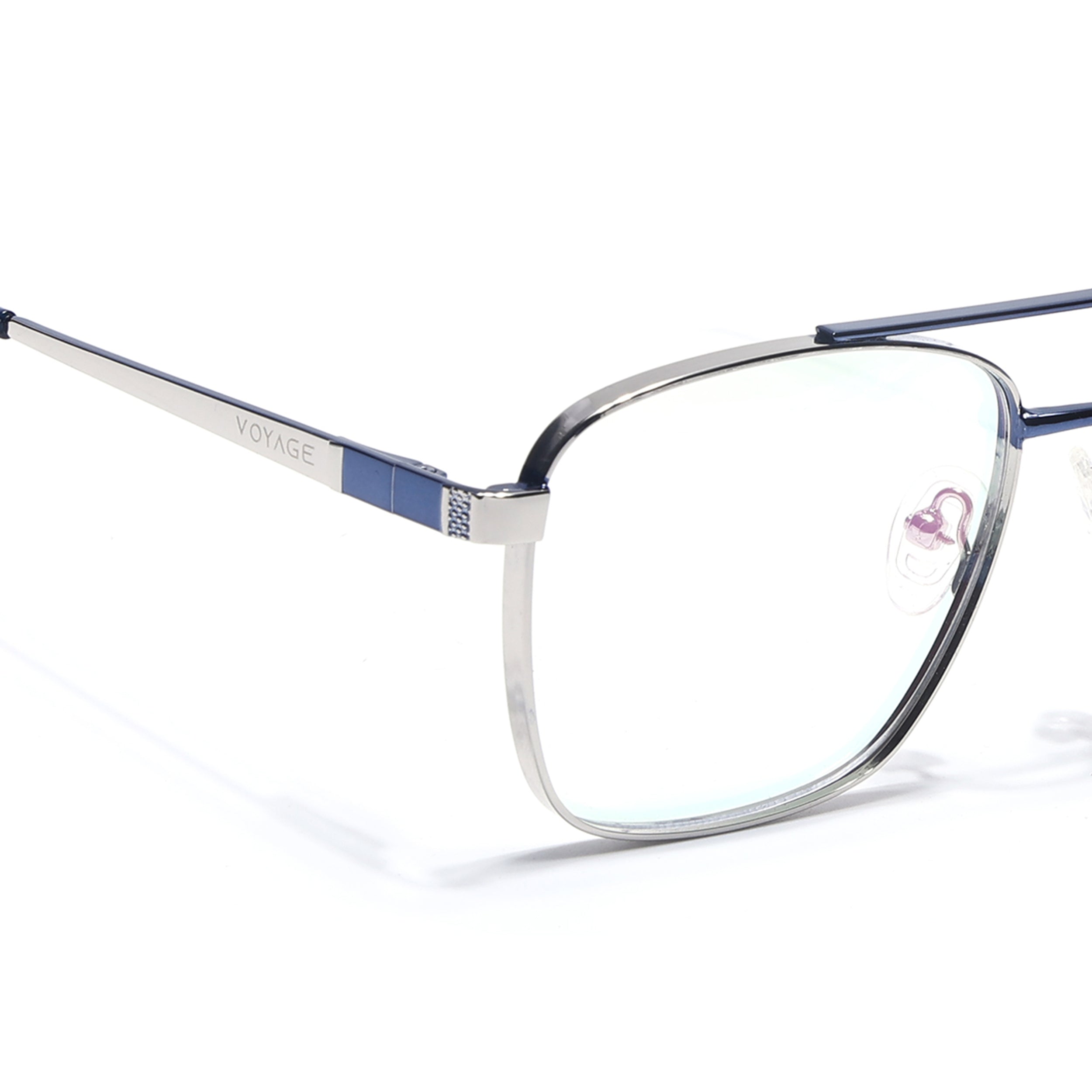 Voyage Silverline Silver & Blue Wayfarer Eyeglasses for Men & Women (98701MG5447-C1)