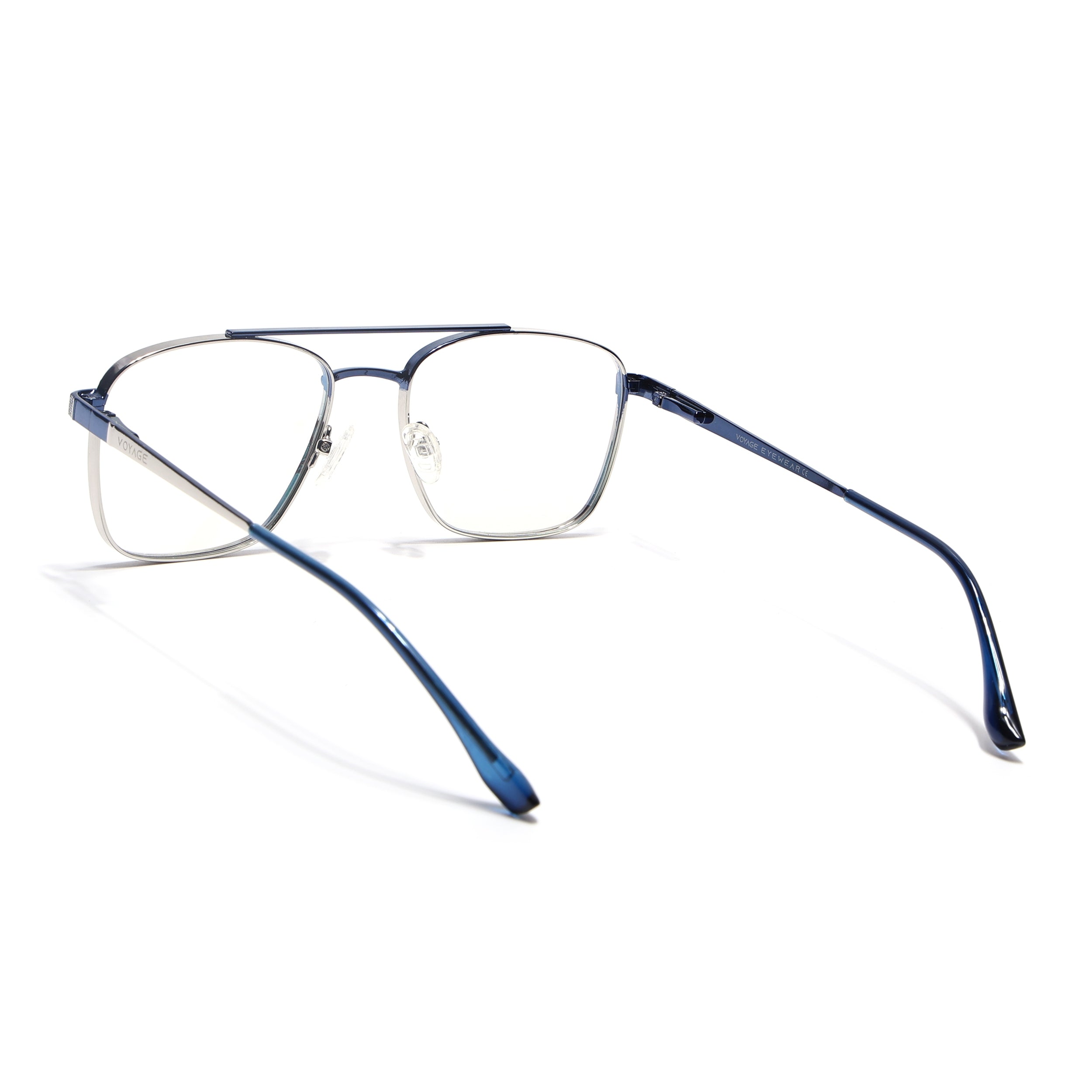 Voyage Silverline Silver & Blue Wayfarer Eyeglasses for Men & Women (98701MG5447-C1)