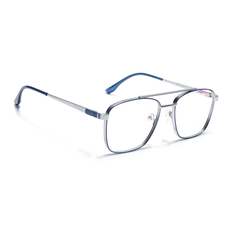 Voyage Silverline Blue & Matt Silver Wayfarer Eyeglasses for Men & Women (98701MG5448-C2)