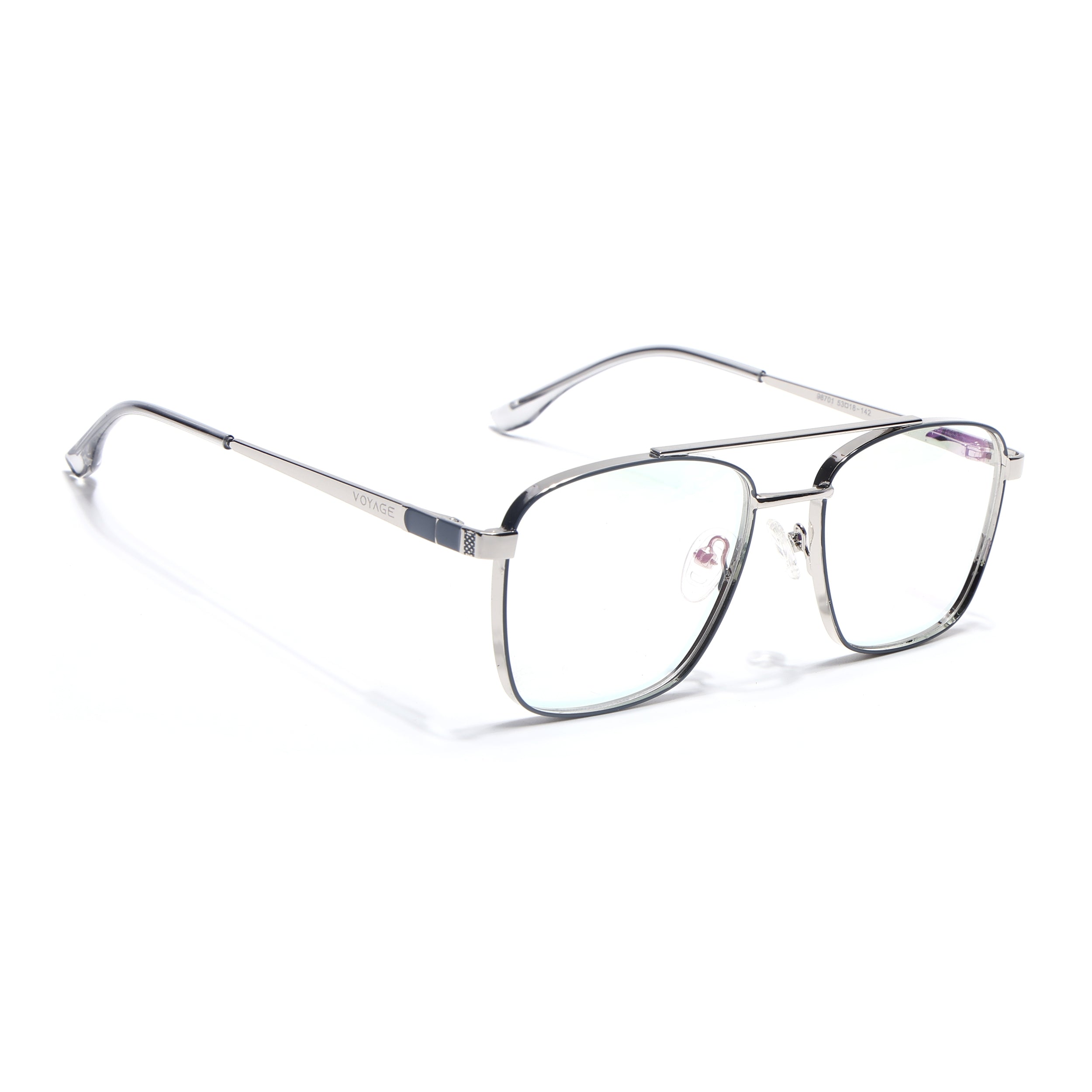 Voyage Silverline Silver & Grey Wayfarer Eyeglasses for Men & Women (98701MG5450-C4)