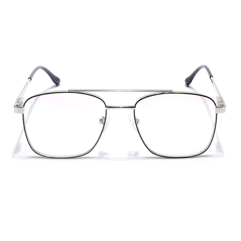 Voyage Silverline Silver & Black Wayfarer Eyeglasses for Men & Women (98701MG5452-C6)