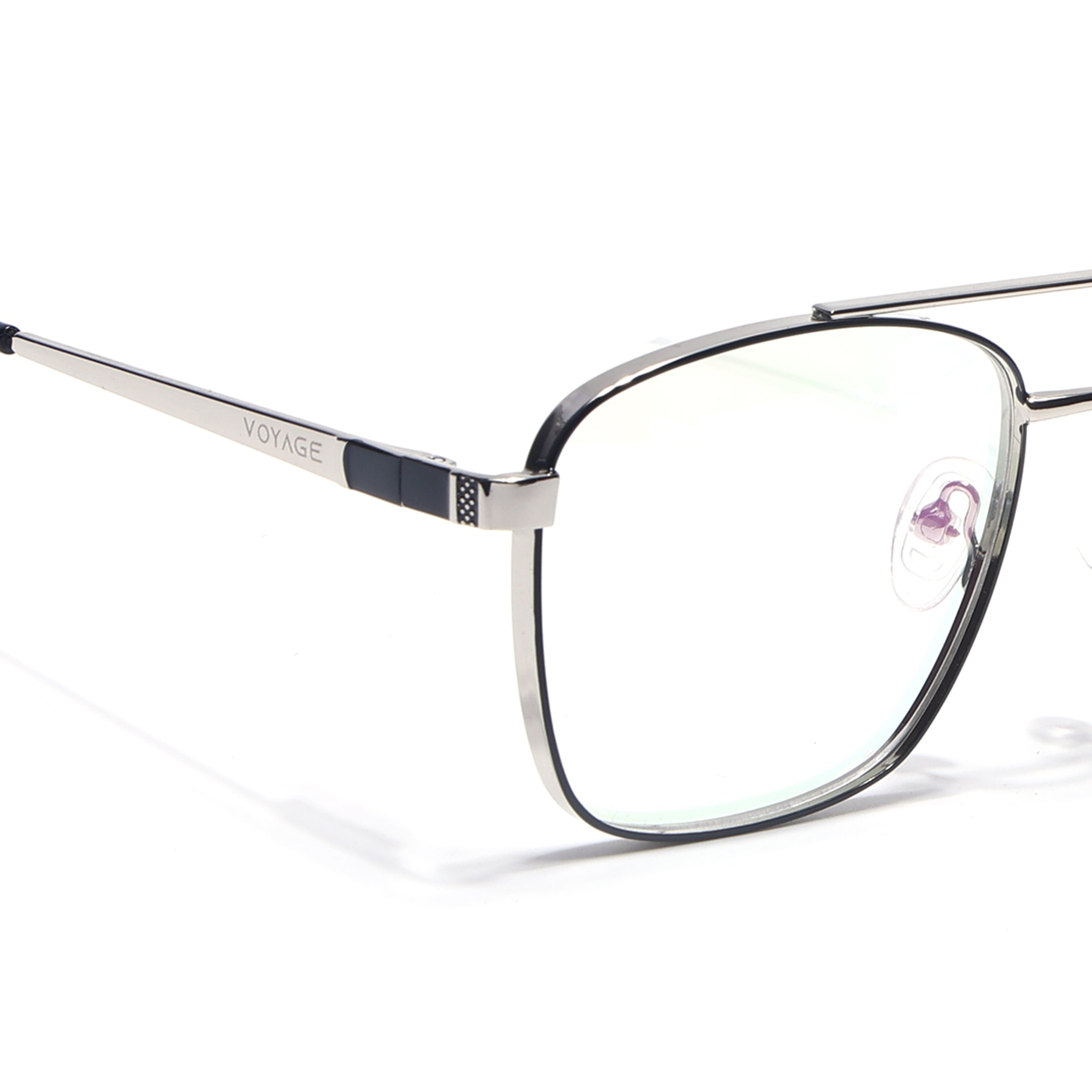 Voyage Silverline Silver & Black Wayfarer Eyeglasses for Men & Women (98701MG5452-C6)