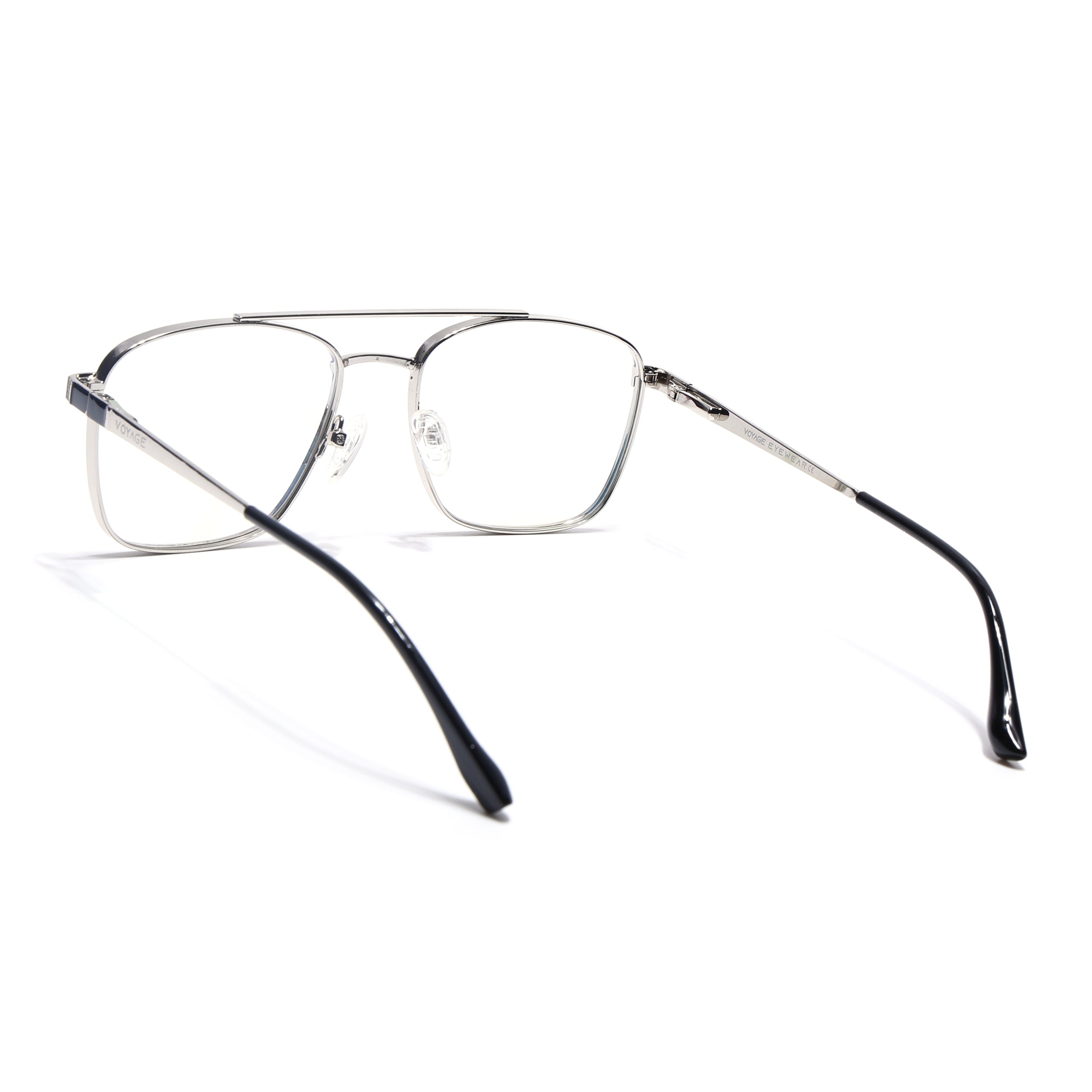 Voyage Silverline Silver & Black Wayfarer Eyeglasses for Men & Women (98701MG5452-C6)