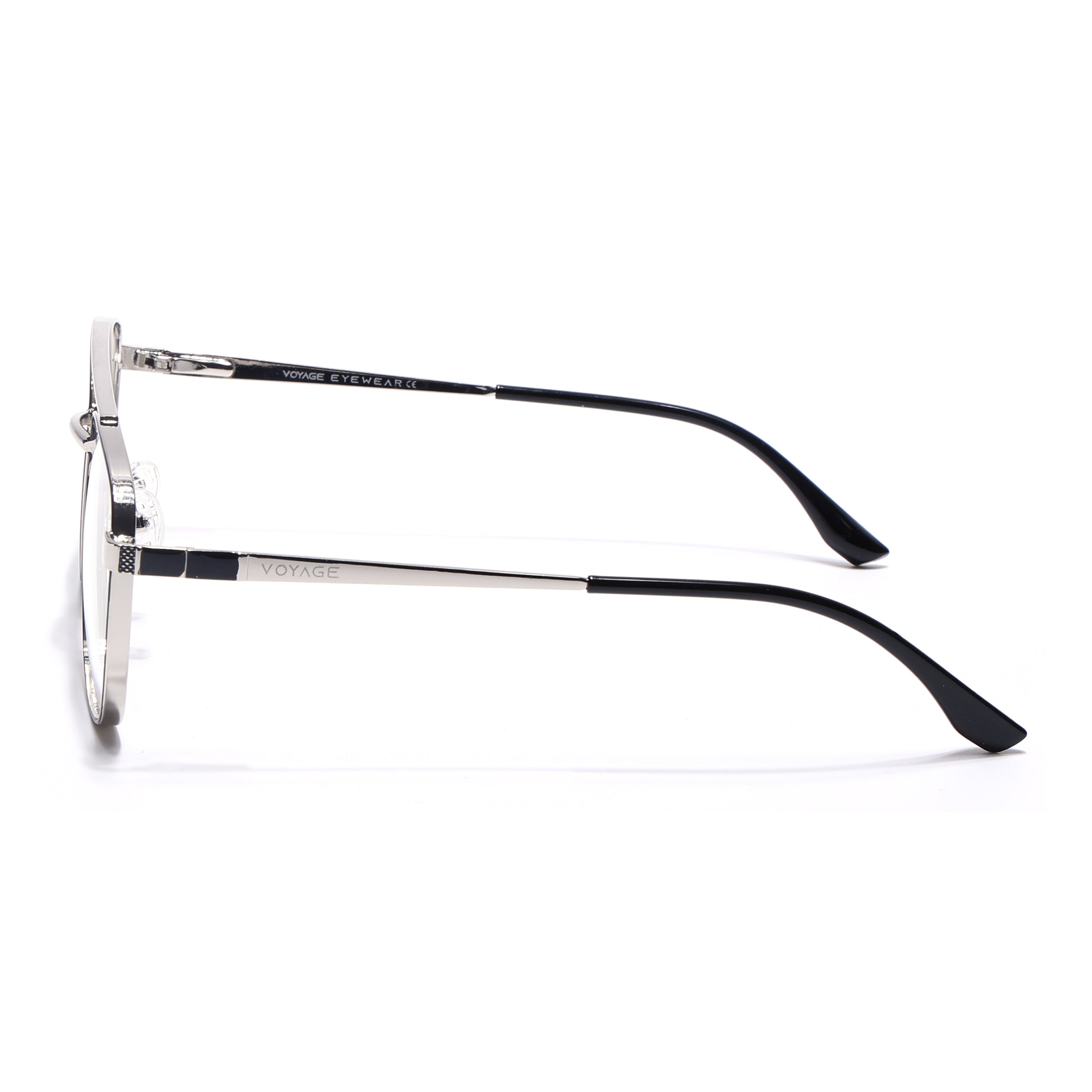 Voyage Silverline Silver & Black Wayfarer Eyeglasses for Men & Women (98701MG5452-C6)