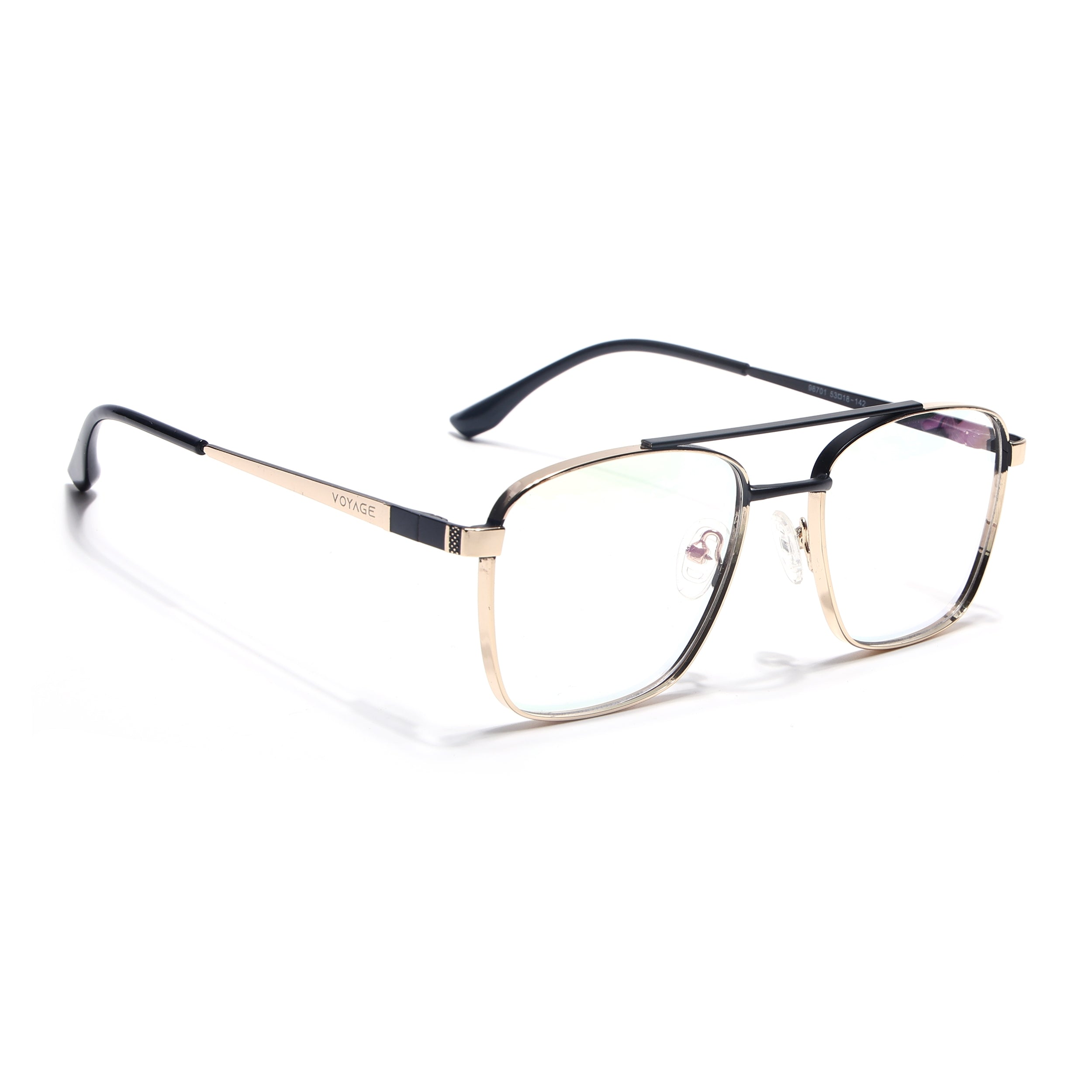Voyage Silverline Golden & Black Wayfarer Eyeglasses for Men & Women (98701MG5453-C7)