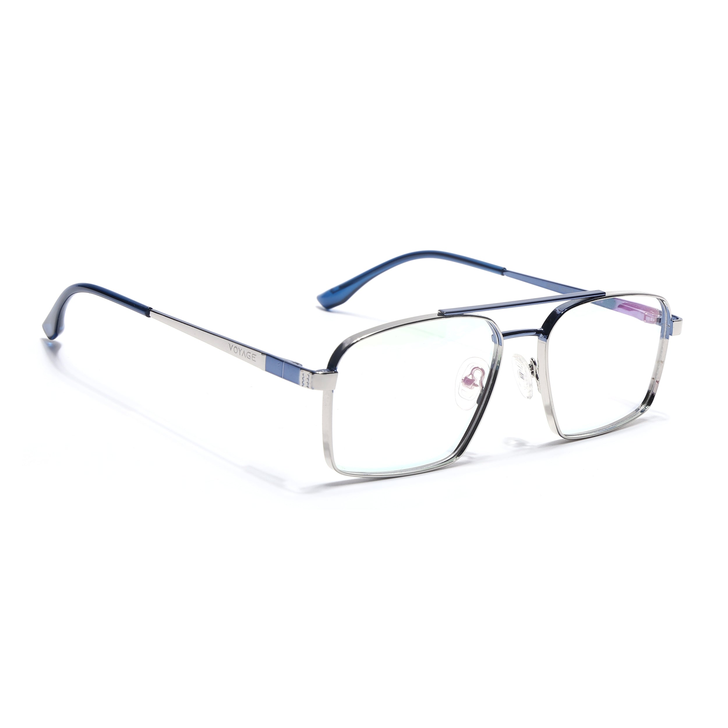 Voyage Silverline Silver & Blue Wayfarer Eyeglasses for Men & Women (98702MG5454-C1)
